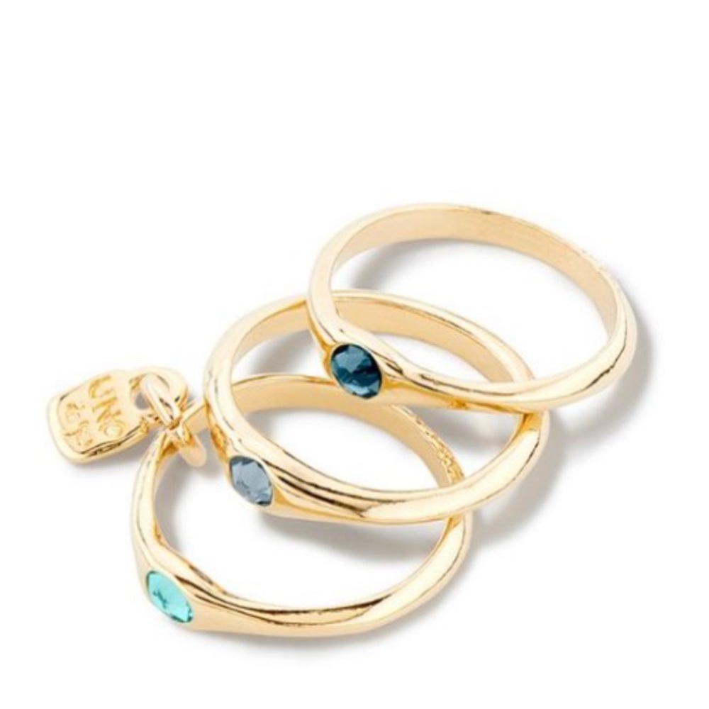 *UNOde50 Gold Rings with Blue tone Stones - Picture 3 of 7